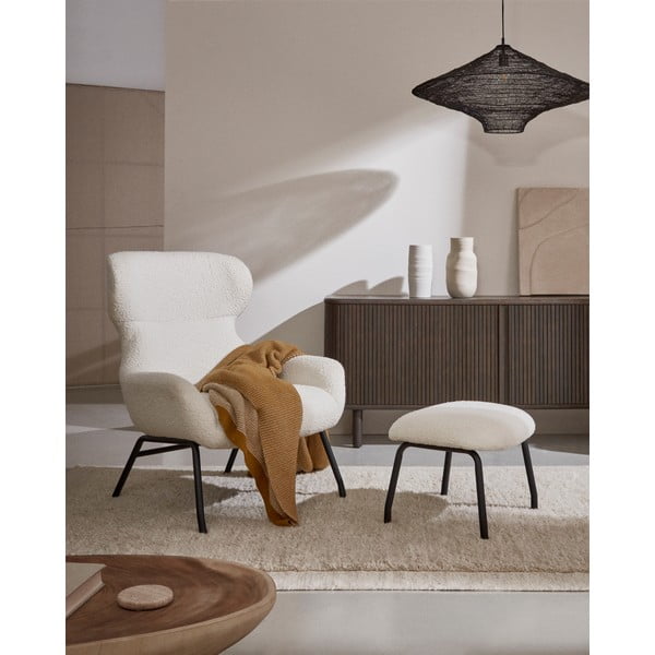 Krémszínű buklé fotel Belina – Kave Home-image-4