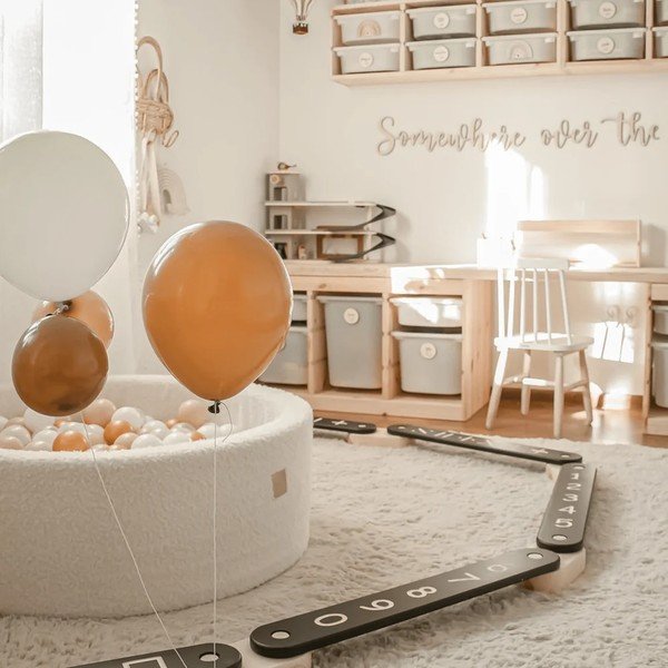 Fekete borovi fenyő egyensúlyozó pálya 10x408x5 cm Montessori – Meowbaby-image-3