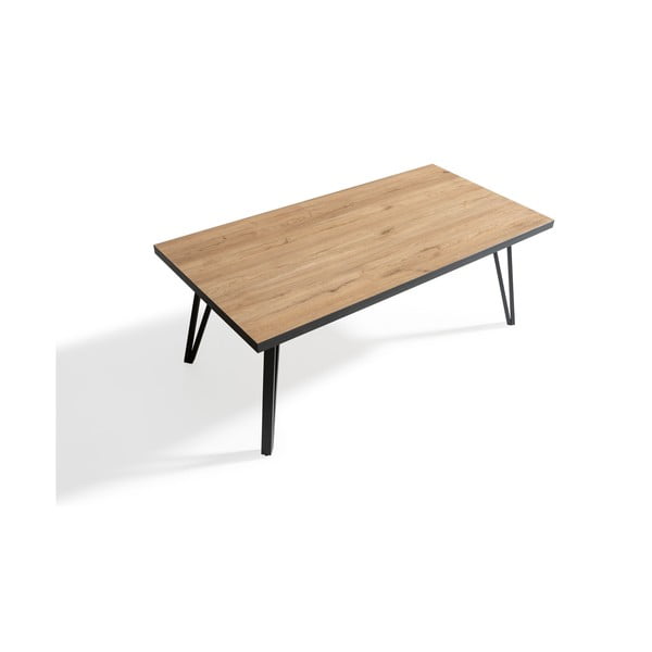 Fekete-natúr színű dohányzóasztal tölgyfa dekoros asztallappal 60x120 cm Sindi – Marckeric-image-3