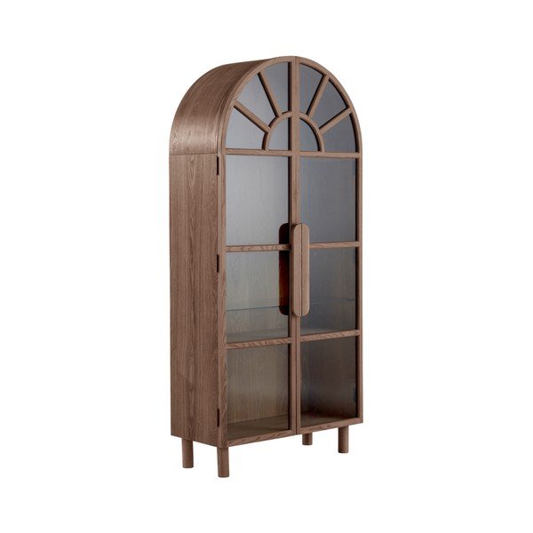 Sötét natúr színű tálalószekrény diófa dekorral 90x195x40 cm Sandor – Jotex