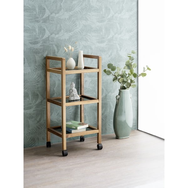 Fekete-natúr színű akácfa fürdőszobai polcos állvány 35x76,5 cm Fondi – Wenko-image-2