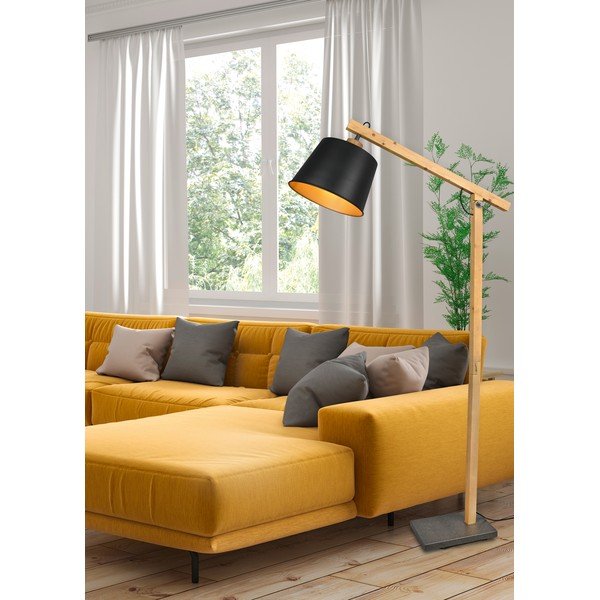 Fekete-natúr színű állólámpa fém búrával (magasság 156 cm) Harris – Trio-image-2