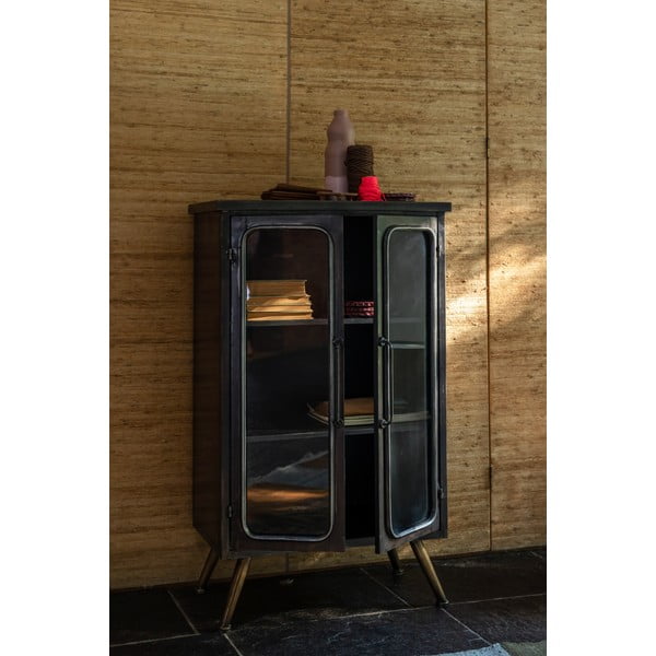 Fekete fém tálalószekrény 60x100x35 cm Denza – Dutchbone-image-1