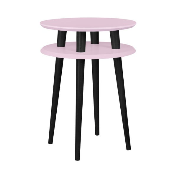 UFO világos rózsaszín tárolóasztal fekete lábakkal, ⌀ 45 cm - Ragaba