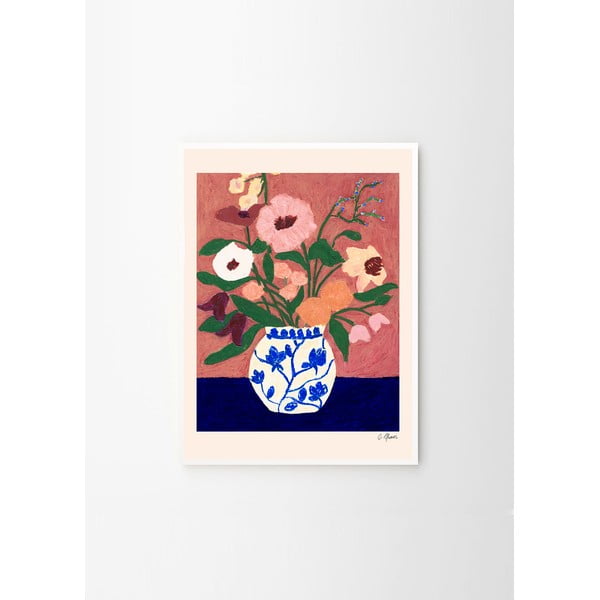 Poszter 30x40 cm Flowers on Blue Table – Carla Llanos – The Poster Club-image-3