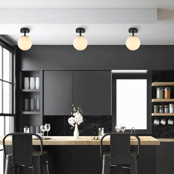 Fekete-fehér mennyezeti lámpa üveg búrával ø 15 cm Atmaca – Opviq lights-image-2