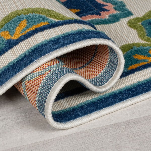 Kék kültéri szőnyeg 80x230 cm Beach Floral – Flair Rugs-image-2