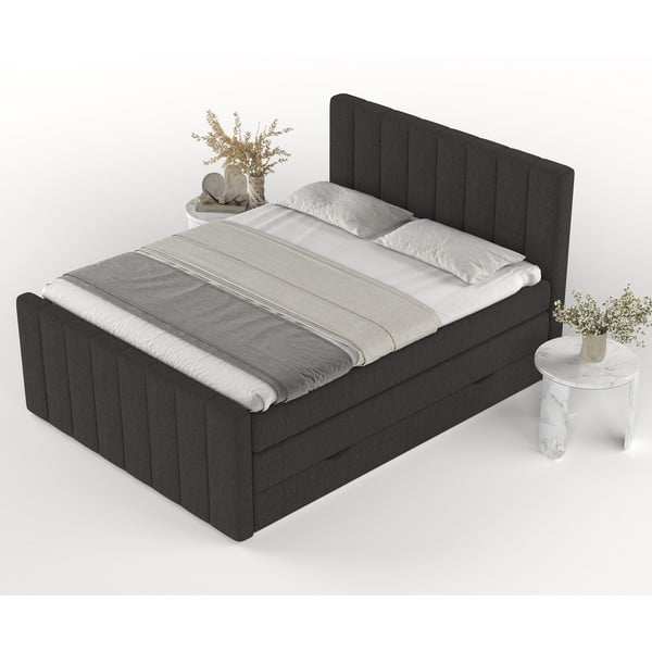 Fekete ágyneműtartós boxspring ágy 140x200 cm Ruby – Maison de Rêve-image-4