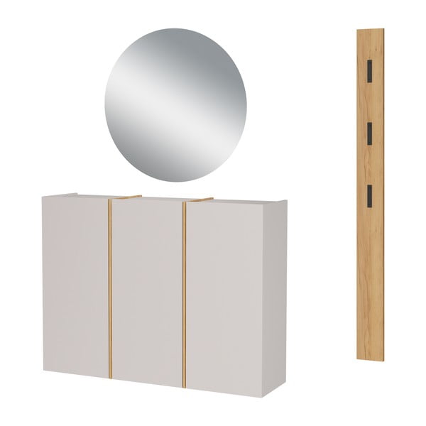 Krémszínű-natúr színű előszoba bútor 168x200x37 cm Libbiano – Germania