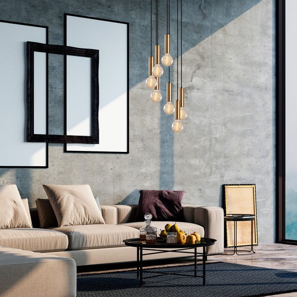 Fekete-aranyszínű függőlámpa ø 40 cm Tempo – Opviq lights-image-1