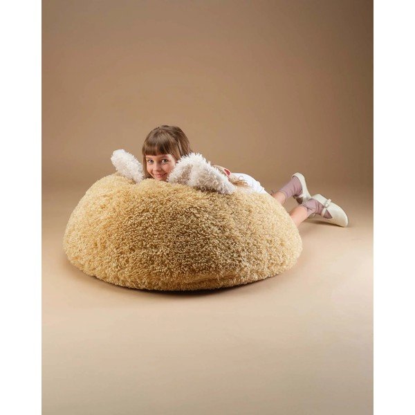 Borostyán színű műszőrme gyerek babzsákfotel Yeti – Wigiwama-image-3
