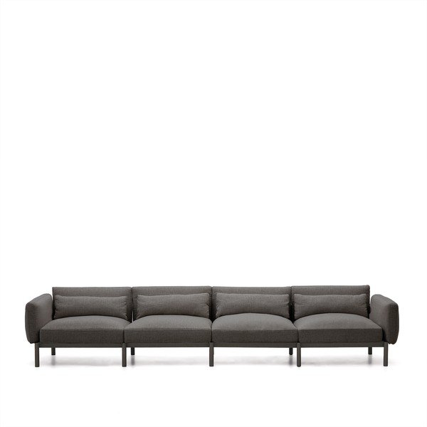 Sötétszürke kerti moduláris kanapé 370 cm Sorells – Kave Home-image-3