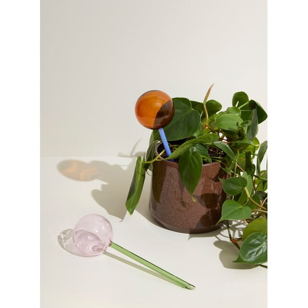 Zöld-rózsaszín üveg öntözőgömb Flora - Hübsch-image-2