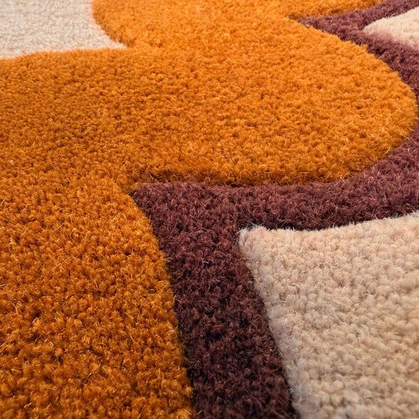 Narancssárga-natúr színű kézi szövésű gyapjú futószőnyeg 80x230 cm Wiggle Wool – Flair Rugs-image-4