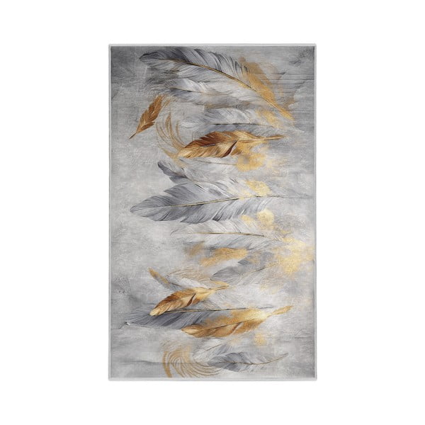 Szürke-aranyszínű mosható szőnyeg 120x180 cm Golden Feathers – Mila Home