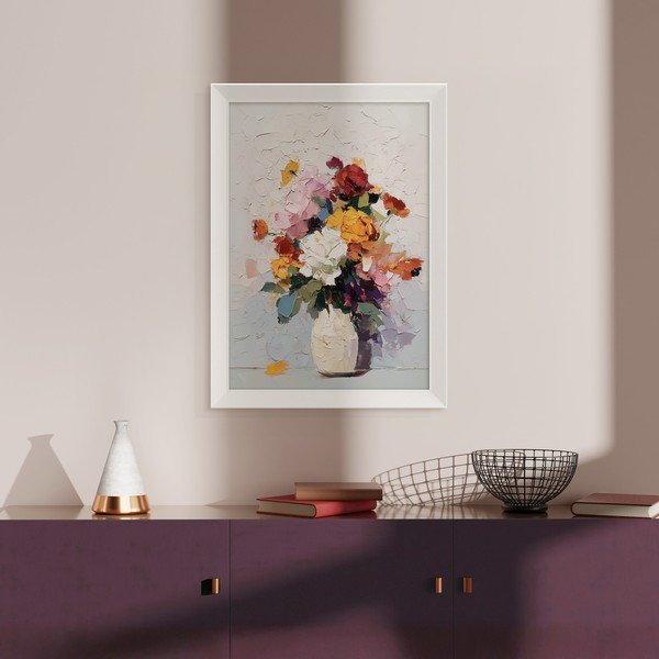 Nyomtatott keretezett kép 56x75 cm White Vase – Styler-image-1