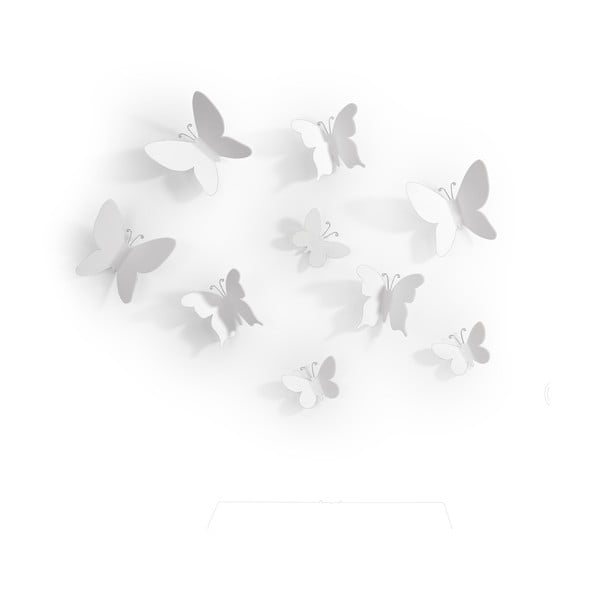 Butterflies 9 db-os fehér 3D fali dekoráció szett - Umbra