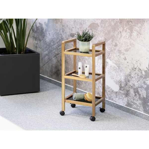 Fekete-natúr színű akácfa fürdőszobai polcos állvány 35x76,5 cm Fondi – Wenko-image-1