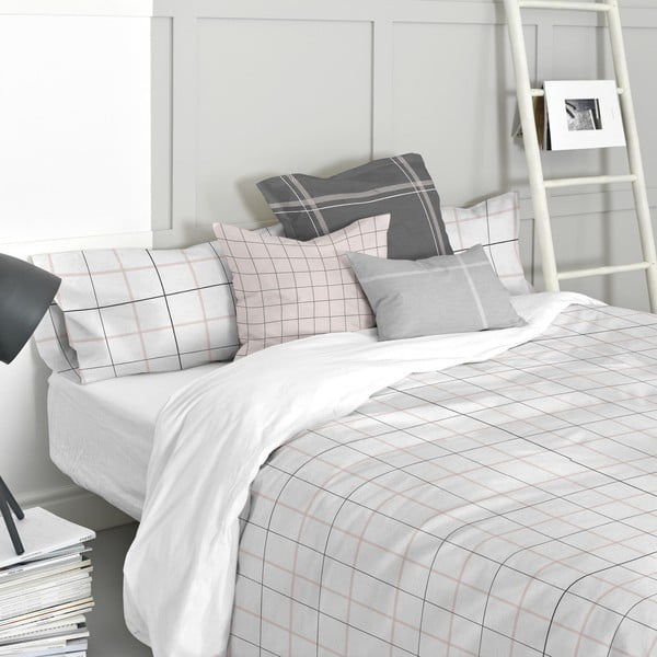 Tartan pamut paplanhuzat, 200 x 200 cm - Blanc-image-3