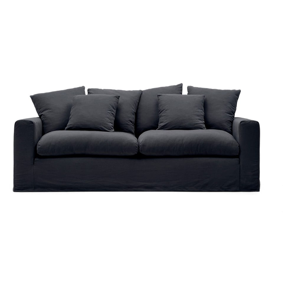 Antracitszürke len kanapé 240 cm Nora  Kave Home
