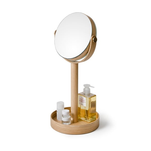 Kozmetikai nagyítós tükör tömörfa kerettel (ötszörös) ø 19,5 cm Magnify – Wireworks-image-2