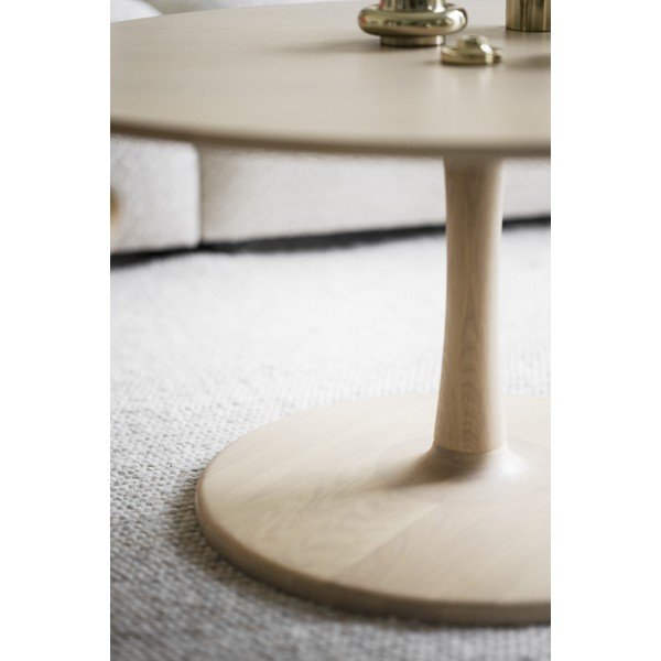 Natúr színű kerek dohányzóasztal tölgyfa dekorral 90x90 cm Hobart – Rowico-image-4