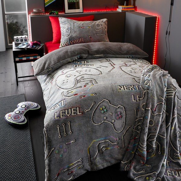 Mikroplüss gyerek párna világító hatással Game Over – Catherine Lansfield-image-3