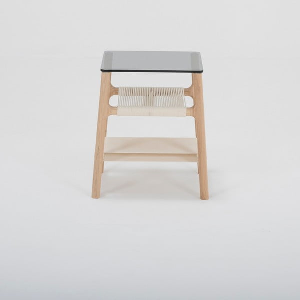 Fawn kisasztal tömör tölgyfa szerkezettel és szürke asztallappal - Gazzda-image-2