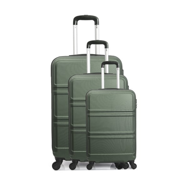Utah 3 db-os zöld gurulós bőrönd szett - Hero