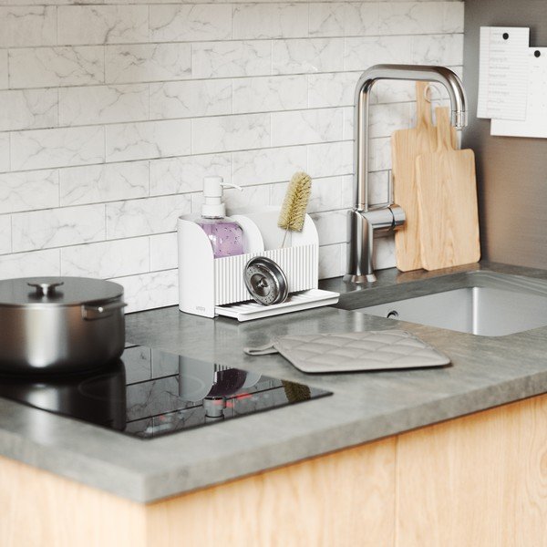 Fehér újrahasznosított műanyag mosogatóeszköz tartó Sling – Umbra-image-1