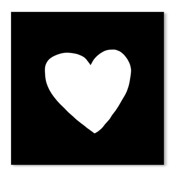 Big Heart fekete plakát, 30 x 30 cm - Americanflat