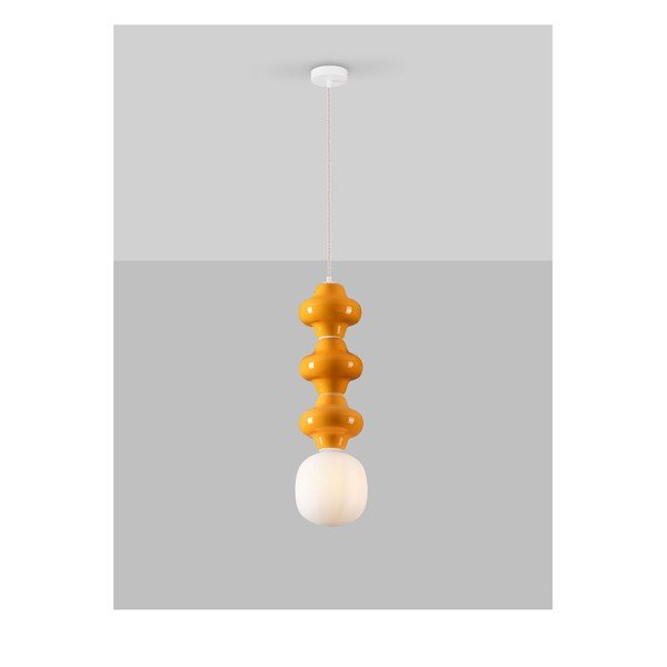 Fehér-narancssárga kerámia függőlámpa üveg búrával ø 18 cm Clio – Nova Luce-image-3