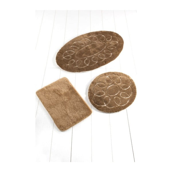 Safir Coffee 3 darabos barna fürdőszobai kilépő szett - Confetti Bathmats