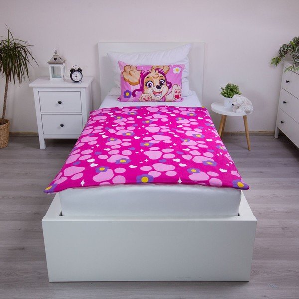 Rózsaszín pamut gyerek ágyneműhuzat babaágyhoz 100x135 cm Paw Patrol "Pawsome friendships grow" – Jerry Fabrics-image-2