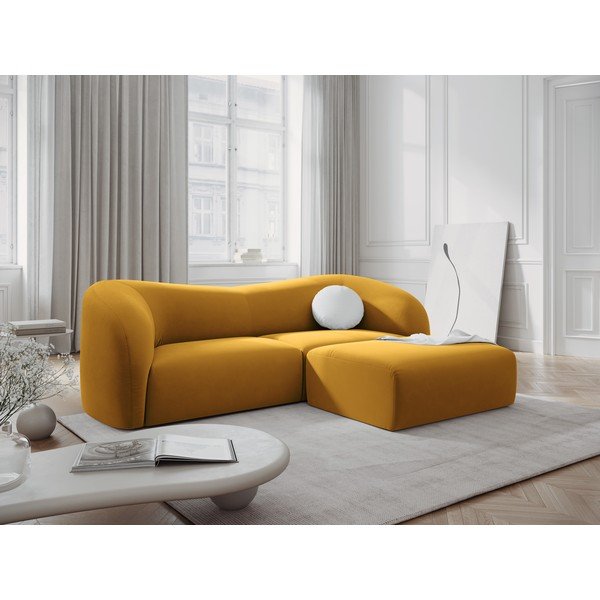 Mustársárga bársony kanapé 237 cm Santi – Interieurs 86-image-1