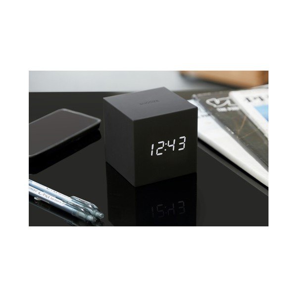 Gravitry Cube fekete ébresztőóra LED kijelzővel - Gingko-image-3