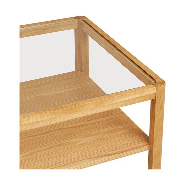 Natúr színű dohányzóasztal üveg asztallappal 60x110 cm Lourmarin – House Nordic-image-3