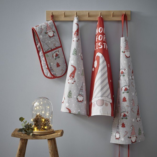 Karácsonyi mintás pamut kötény Gnomes – Catherine Lansfield-image-1