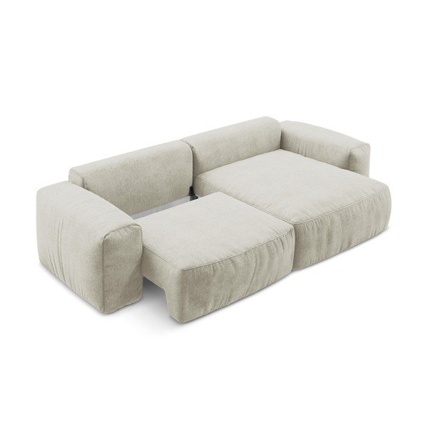 Bézs zsenília kinyitható sarokkanapé (jobb oldali-heverő résszel) Kuki – Makamii-image-4