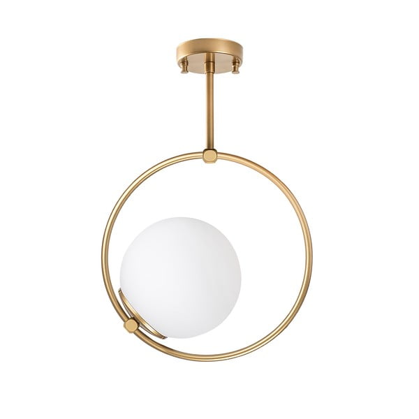 Fehér-sárgaréz színű mennyezeti lámpa üveg búrával 39x26 cm Dolunay – Opviq lights