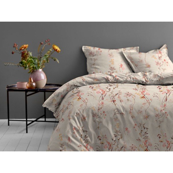 Meadow bézs egyszemélyes pamutszatén ágynemű, 140 x 200 cm - Södahl-image-1