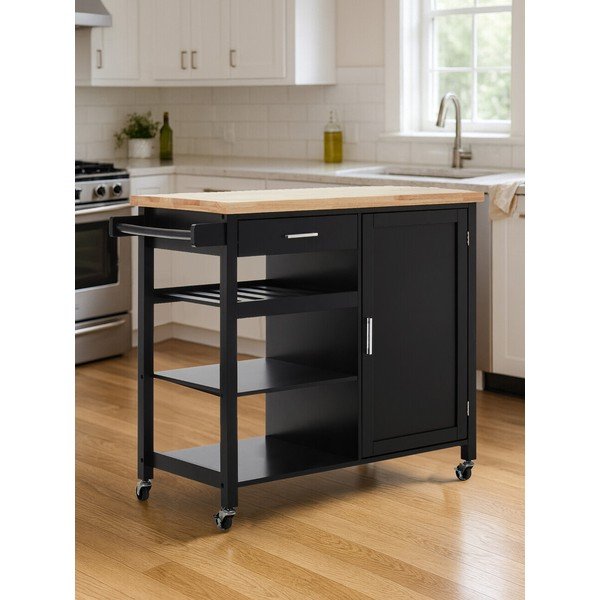 Kaucsukfa gurulós zsúrkocsi 48x105 cm Frankfurt – Premier Housewares-image-2