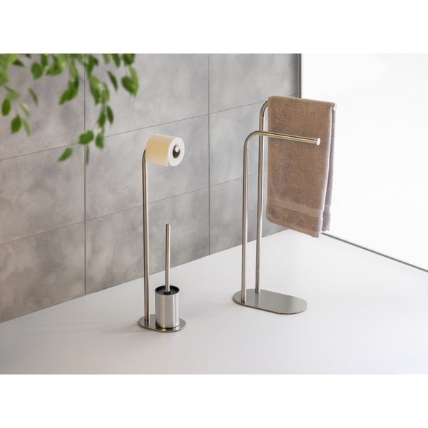 Matt ezüstszínű rozsdamentes acél WC-papír tartó állvány WC-kefével Levante – Wenko-image-3