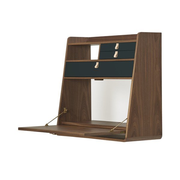 Gaston diófa fali szekrény szürke fiókokkal, szélessége 80 cm - HARTÔ-image-1