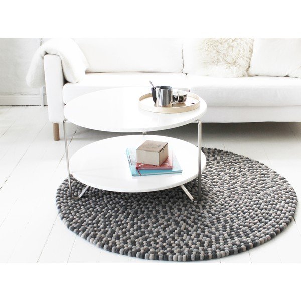 Ball Rugs sötétszürke gyapjú golyószőnyeg, ⌀ 140 cm - Wooldot-image-2