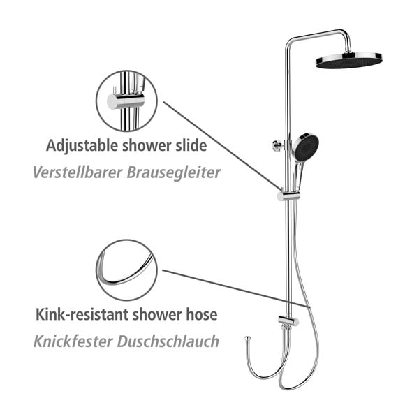 Fényes ezüstszínű rozsdamentes acél zuhanyszett 120 cm Soft Water – Wenko-image-2