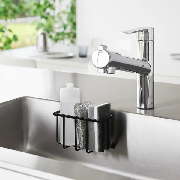 Fekete öntapadós fém mosogatóeszköz tartó Film Hook – YAMAZAKI-image-1