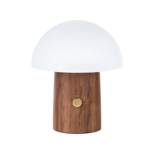 Fehér-sötét natúr színű LED asztali lámpa (magasság 7 cm) Alice Mushroom – Gingko