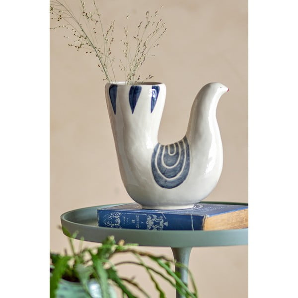 Krémszínű agyagkerámia kézzel festett váza (magasság 19 cm) Trudy – Bloomingville-image-1