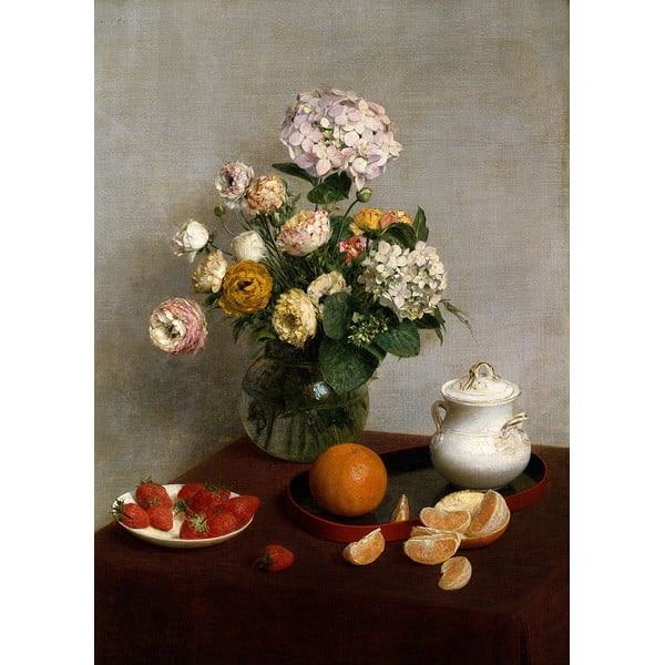 Henri Fantin-Latour - A Virágok és gyümölcsök című festmény másolata, 45 x 60 cm